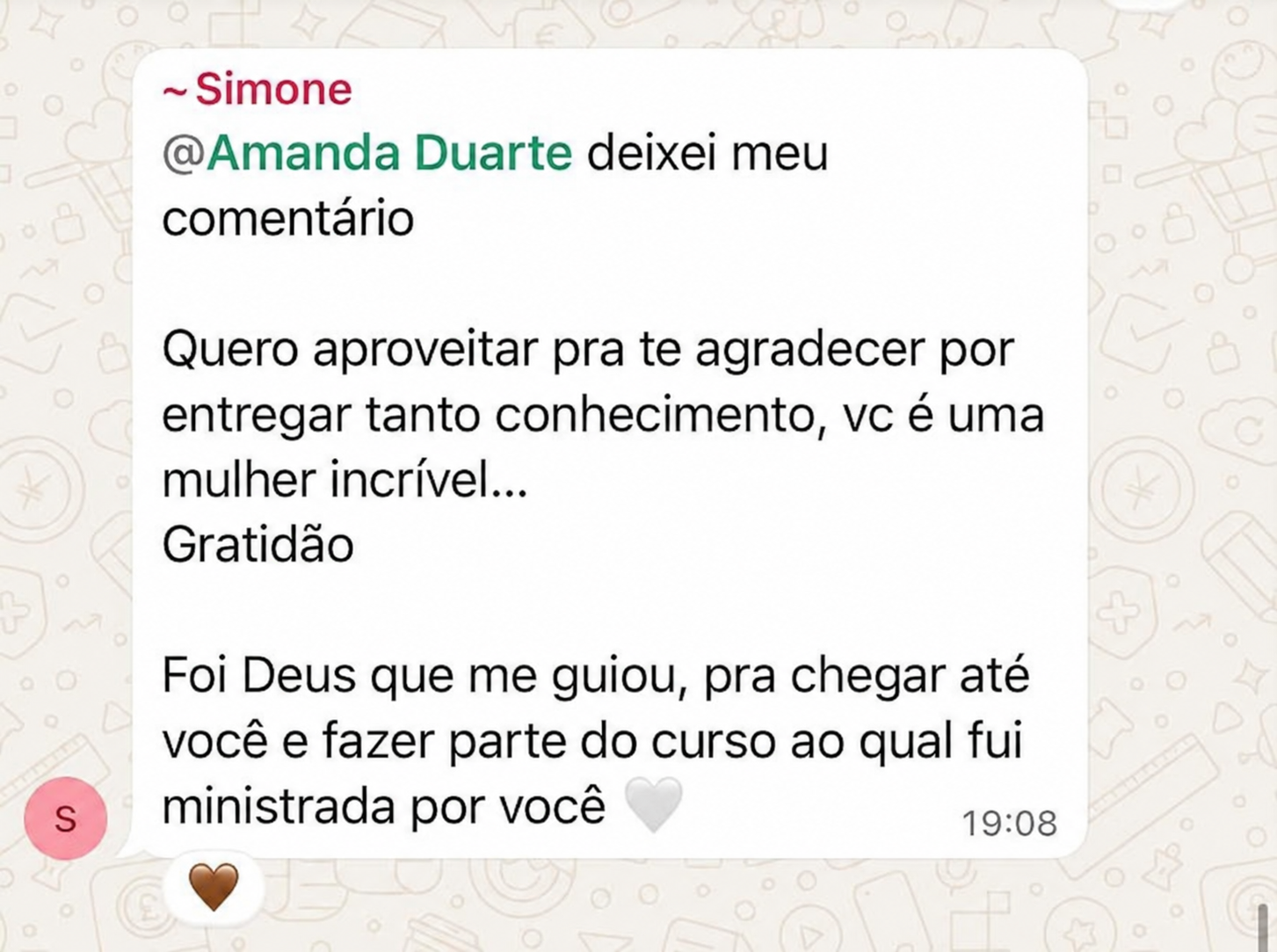 Depoimento de Simone sobre sua experiência com a Formação TCI